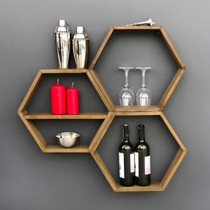Raft de perete, Evila Originals, HEX004, 37x37x10 cm, Maro imagine