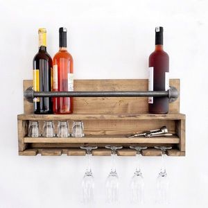 Raft de perete, Evila Originals, BORURAF216, 60x28x11 cm, Nuc / Negru imagine