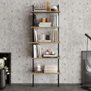 Corp biblioteca, Hadley, Paula, 60x174x22 cm, Nuc / Negru imagine