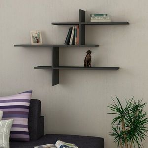 Raft de perete, Homitis, Leo, 123x80.5x22 cm, Antracit imagine