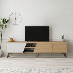Comoda TV, Homitis, Fiona, 180x48x35.6 cm, Stejar / Alb imagine