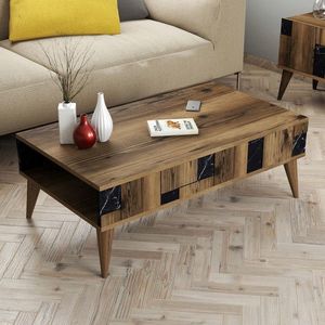 Masuta de cafea, Hommy Craft, Madrid, 105x37.6x60 cm, Nuc / Negru imagine