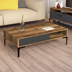 Masuta de cafea, Hommy Craft, Istanbul, 105x32.6x60 cm, Nuc / Antracit imagine