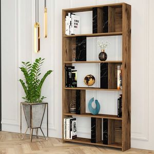 Corp biblioteca, Hommy Craft, Lima, 90x180x20 cm, Nuc / Negru imagine