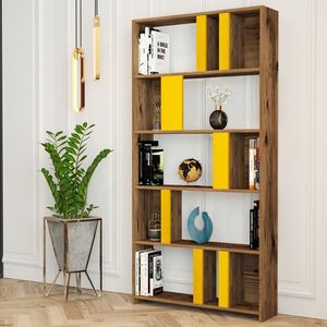 Corp biblioteca, Hommy Craft, Lima, 90x180x20 cm, Nuc / Galben imagine