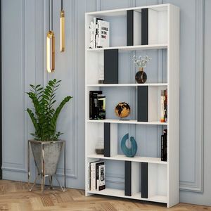 Corp biblioteca, Hommy Craft, Lima, 90x180x20 cm, Alb / Antracit imagine