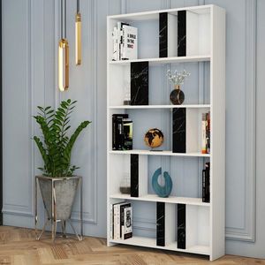 Corp biblioteca, Hommy Craft, Lima, 90x180x20 cm, Alb/Negru imagine