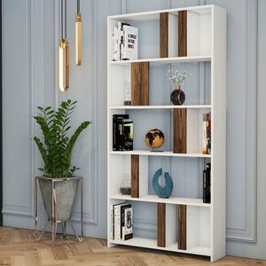 Corp biblioteca, Hommy Craft, Lima, 90x180x20 cm, Alb/Maro imagine