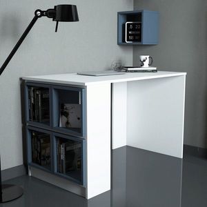 Birou, Hommy Craft, Box, 120x75x65 cm, Alb/Albastru imagine