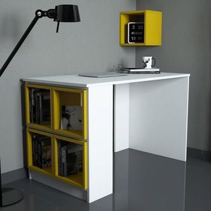 Birou, Hommy Craft, Box, 120x75x65 cm, Alb / Galben imagine