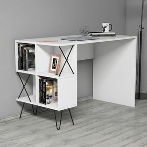 Birou, Hommy Craft, Extra, 120x78.8x60 cm, Alb/Negru imagine