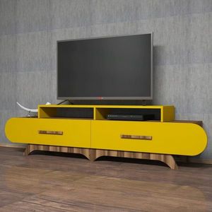 Comoda TV, Hommy Craft, Flora, 205x50x36.8 cm, Nuc / Galben imagine