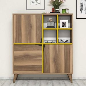 Dulap multifunctional, Hommy Craft, Pulse, 100x115x30 cm, Nuc / Galben imagine