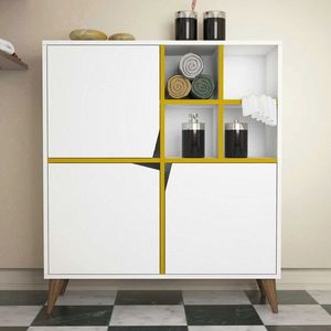 Dulap multifunctional, Hommy Craft, Pulse, 100x115x30 cm, Alb / Galben imagine
