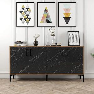 Consola, Hommy Craft, Kiev 160, 160x78x35 cm, Nuc / Marmură Neagră imagine