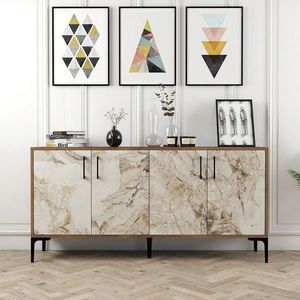 Consola, Hommy Craft, Kiev 160, 160x78x35 cm, Nuc / Marmură Albă imagine