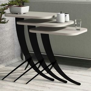 Set masute 3 piese, Hommy Craft, Pion, Crem imagine