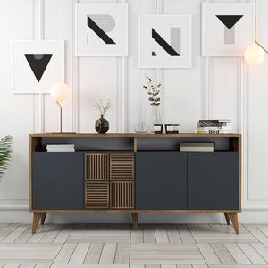 Consola, Hommy Craft, Milan 160, 160x78x35 cm, Nuc / Antracit imagine