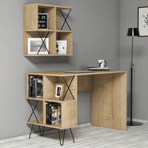 Birou, Hommy Craft, Extra 2, 120x78.8x60 cm, Stejar / Negru imagine
