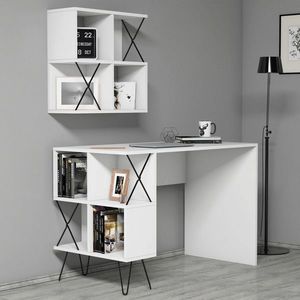 Birou, Hommy Craft, Extra 2, 120x78.8x60 cm, Alb/Negru imagine