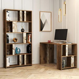 Set birou si biblioteca, Hommy Craft, Lima, Nuc/Alb imagine
