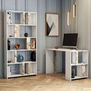 Set birou si biblioteca, Hommy Craft, Lima, Alb imagine