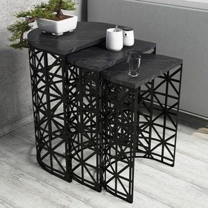 Set masute 3 piese, Hommy Craft, Stil, Negru imagine