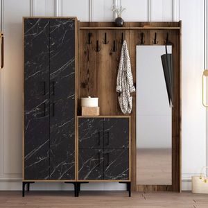 Cuier de perete, Hommy Craft, Berlin ABC, 180x200x35 cm, Nuc / Negru imagine