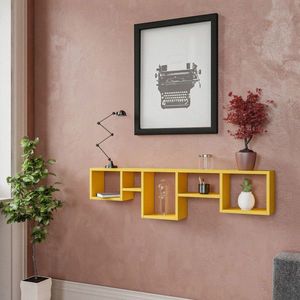 Raft de perete, Kalune Design, Amanos, 120x32x17 cm, Galben imagine