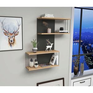 Raft de perete, Kalune Design, Destan, 65x96x19 cm, Antracit / Stejar imagine