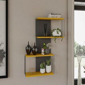 Raft de perete, Kalune Design, Destan, 65x96x19 cm, Galben imagine
