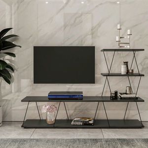 Comoda TV, Kalune Design, Ilgaz, 150x93x30 cm, Antracit imagine