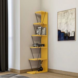 Corp biblioteca, Kalune Design, Tlos, 50x150x22 cm, Galben/Negru imagine