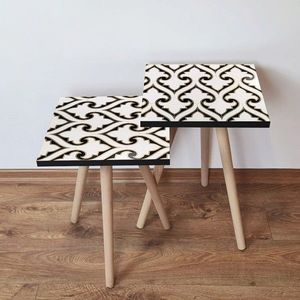 Set masute 2 piese, Leona, 2SHP131, Alb / Negru / Auriu imagine