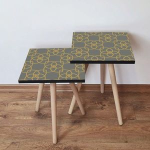 Set masute 2 piese, Leona, 2SHP135, Gri / Auriu imagine