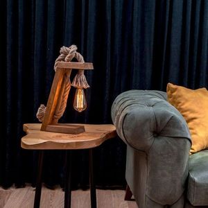 Lampa de masa, Evila Originals, 791EVL2548, Lemn, Maro imagine