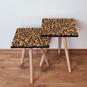 Set masute 2 piese, Leona, 2SHP151, Camel / Maro / Negru imagine