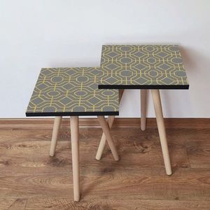 Set masute 2 piese, Leona, 2SHP238, Galben / Gri imagine