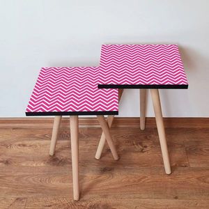 Set masute 2 piese, Leona, 2SHP242, Fucsia/Alb imagine