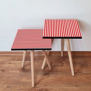Set masute 2 piese, Leona, 2SHP339, Rosu/Alb imagine