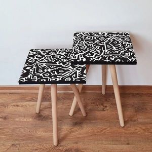 Set masute 2 piese, Leona, 2SHP377, Alb/Negru imagine