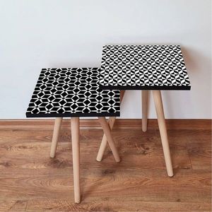 Set masute 2 piese, Leona, 2SHP403, Alb/Negru imagine