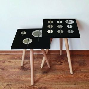 Set masute 2 piese, Leona, 2SHP413, Negru / Bej / Gri imagine