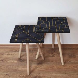 Set masute 2 piese, Leona, 2SHP437, Negru imagine