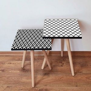 Set masute 2 piese, Leona, 2SHP447, Alb/Negru imagine