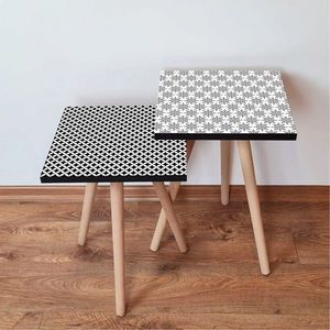 Set masute 2 piese, Leona, 2SHP463, Alb/Negru imagine