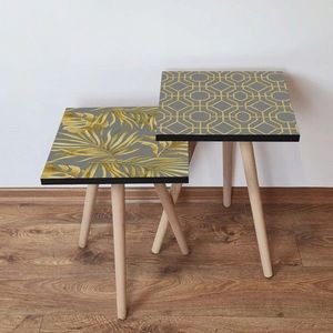 Set masute 2 piese, Leona, 2SHP475, Gri / Auriu imagine