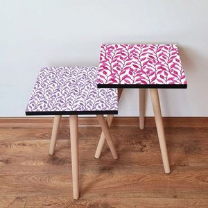 Set masute 2 piese, Leona, 2SHP477, Roz / Violet / Alb imagine