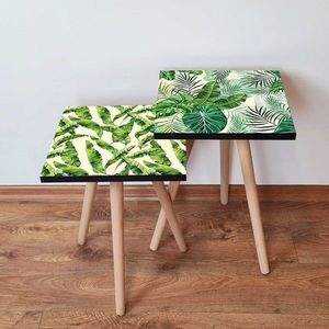 Set masute 2 piese, Leona, 2SHP498, Verde/Alb imagine