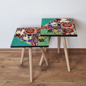 Set masute 2 piese, Leona, 2SHP56, Multicolor imagine